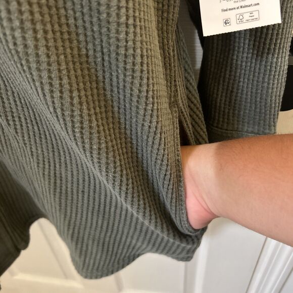 Terra & Sky Women's Plus Size Button Down Waffle Knit Shacket Size 0X 14W NWT - Picture 14 of 16